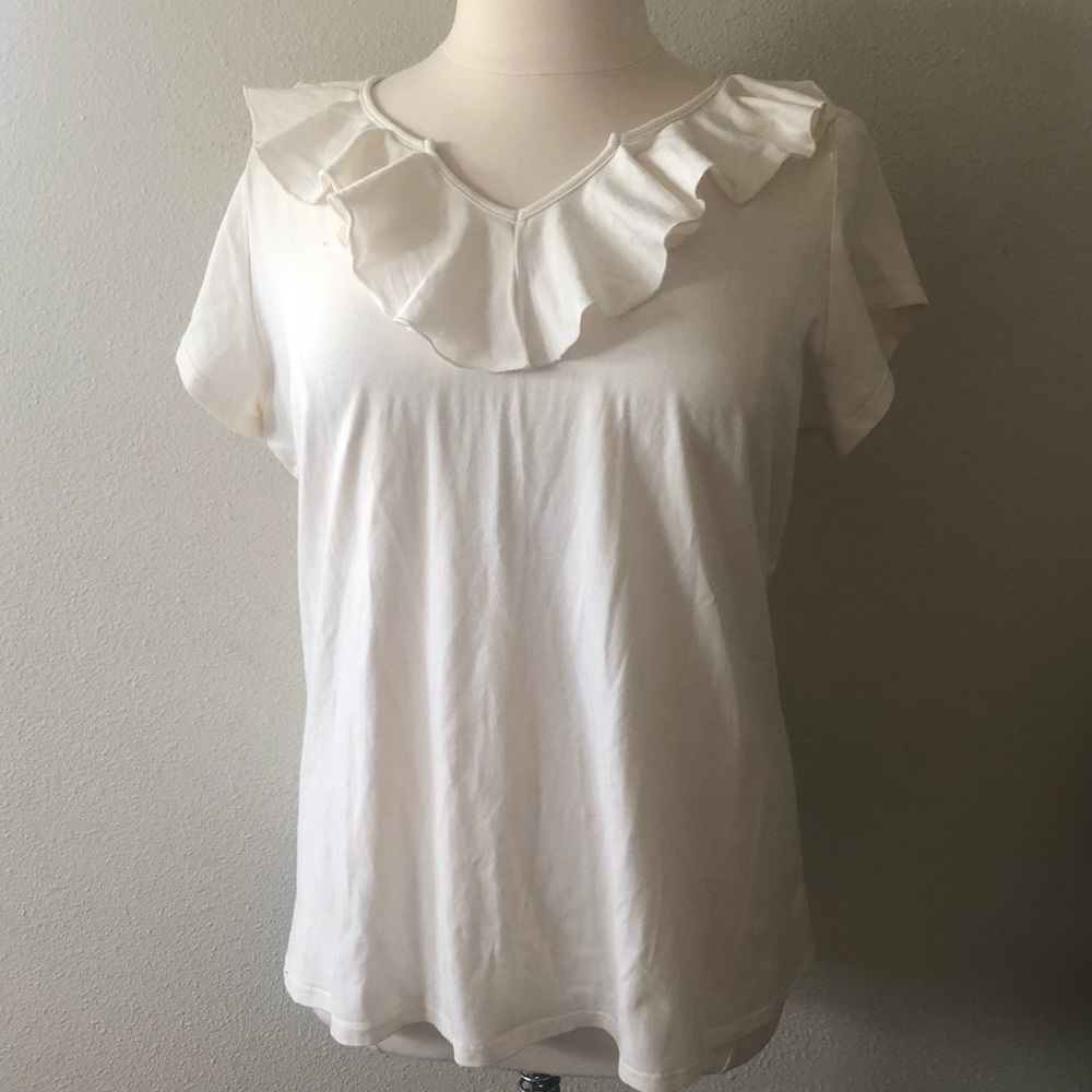 Cream T-Shirt with Ruffle